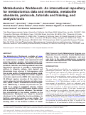 Cover page: Metabolomics Workbench: An international repository for metabolomics data and metadata, metabolite standards, protocols, tutorials and training, and analysis tools