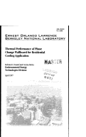 Cover page: Thermal Performance of Phase Change Wallboard for Residential Cooling Application