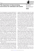 Cover page: The importance of characterizing intervention for individuals with autism