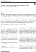 Cover page: Awareness of and Support for HPV Vaccination Among Pacific Islander Women in Southern California