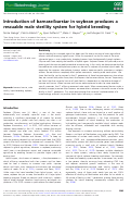 Cover page: Introduction of barnase/barstar in soybean produces a rescuable male sterility system for hybrid breeding.