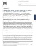 Cover page: Translational Cancer Research: Balancing Prevention and Treatment to Combat Cancer Globally