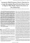 Cover page: Asymptotic High-Frequency Green's Function for a Large Rectangular Planar Periodic Phased Array of Dipoles With Weakly Tapered Excitation in Two Dimensions