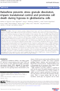 Cover page: Raloxifene prevents stress granule dissolution, impairs translational control and promotes cell death during hypoxia in glioblastoma cells.