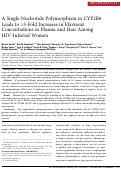 Cover page: A Single-Nucleotide Polymorphism in CYP2B6 Leads to &gt;3-Fold Increases in Efavirenz Concentrations in Plasma and Hair Among HIV-Infected Women