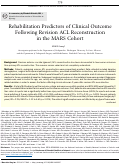 Cover page: Rehabilitation Predictors of Clinical Outcome Following Revision ACL Reconstruction in the MARS Cohort.