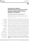 Cover page: Functional Profiling of CFTR-Directed Therapeutics Using Pediatric Patient-Derived Nasal Epithelial Cell Models