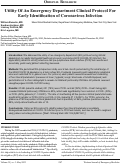 Cover page: Utility Of An Emergency Department Clinical Protocol For Early Identification of Coronavirus Infection