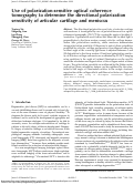 Cover page: Use of polarization-sensitive optical coherence tomography to determine the directional polarization sensitivity of articular cartilage and meniscus