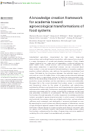 Cover page: A knowledge creation framework for academia toward agroecological transformations of food systems