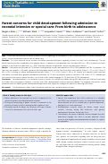 Cover page: Parent concerns for child development following admission to neonatal intensive or special care: From birth to adolescence.