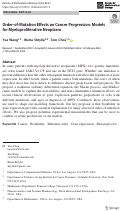 Cover page: Order-of-Mutation Effects on Cancer Progression: Models for Myeloproliferative Neoplasm.
