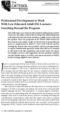 Cover page: Professional Development to Work With Low-Educated Adult ESL Learners: Searching Beyond the Program