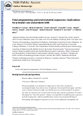 Cover page: Fetal programming and environmental exposures: implications for prenatal care and preterm birth