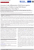 Cover page: Genomics Links Inflammation With Neurocognitive Impairment in Children Living With Human Immunodeficiency Virus Type-1