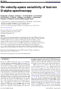 Cover page: On velocity-space sensitivity of fast-ion D-alpha spectroscopy