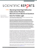 Cover page: Nanoimprinted High-Refractive Index Active Photonic Nanostructures Based on Quantum Dots for Visible Light