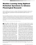 Cover page: Machine Learning Using Digitized Herbarium Specimens to Advance Phenological Research.