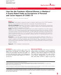 Cover page: How Has the Pandemic Affected Women in Medicine? A Survey-Based Study on Perceptions of Personal and Career Impacts of COVID-19