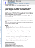 Cover page: Policy Solutions to End Gaps in Medicaid Coverage during Reentry after Incarceration in the United States: Experts Recommendations.