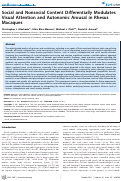 Cover page: Social and Nonsocial Content Differentially Modulates Visual Attention and Autonomic Arousal in Rhesus Macaques