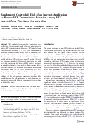 Cover page: Randomized Controlled Trial of an Internet Application to Reduce HIV Transmission Behavior Among HIV Infected Men Who have Sex with Men.