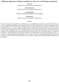 Cover page: Efficient adaptation to listener proficiency: The case of referring expressions