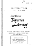 Cover page: NUCLEON AND NUCLEAR CROSS SECTIONS FOR POSITIVE PIONS AND PROTONS ABOVE 1.4 BeV/c