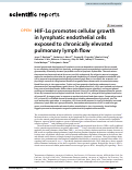 Cover page: HIF-1α promotes cellular growth in lymphatic endothelial cells exposed to chronically elevated pulmonary lymph flow