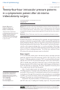 Cover page: Twenty-four-hour intraocular pressure patterns in a symptomatic patient after ab interno trabeculotomy surgery