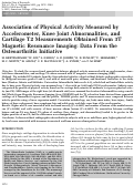 Cover page: Association of Physical Activity Measured by Accelerometer, Knee Joint Abnormalities, and Cartilage T2 Measurements Obtained From 3T Magnetic Resonance Imaging: Data From the Osteoarthritis Initiative