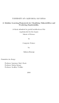 Cover page: A machine learning framework for classifying invulnerabilites [sic] and predicting exploitability