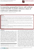 Cover page: Incorporating geographical factors with artificial neural networks to predict reference values of erythrocyte sedimentation rate