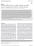 Cover page: Blocking CRH receptors in adults mitigates age-related memory impairments provoked by early-life adversity.