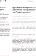 Cover page: Physical exercise and cognition in older adults, a scientific approach scanty reported in Latin America and Caribbean populations.