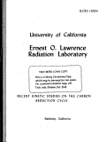 Cover page: RECENT KINETIC STUDIES ON THE CARBON REDUCTION CYCLE