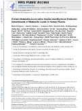 Cover page: Protein-metabolite association studies identify novel proteomic determinants of metabolite levels in human plasma