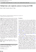 Cover page: Multiple time scale complexity analysis of resting state FMRI