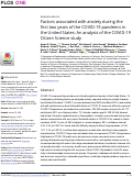 Cover page: Factors associated with anxiety during the first two years of the COVID-19 pandemic in the United States: An analysis of the COVID-19 Citizen Science study.