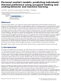 Cover page: Personal comfort models: Predicting individuals' thermal preference using occupant heating and cooling behavior and machine learning