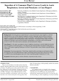 Cover page: Ingestion of A Common Plant’s Leaves Leads to Acute Respiratory Arrest and Paralysis: A Case Report