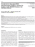 Cover page: Complications Associated With Nasopharyngeal COVID-19 Testing: An Analysis of the MAUDE Database and Literature Review