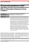 Cover page: Proteome-Wide Identification of RNA-dependent proteins and an emerging role for RNAs in Plasmodium falciparum protein complexes.