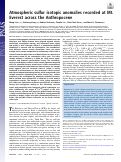 Cover page: Atmospheric sulfur isotopic anomalies recorded at Mt. Everest across the Anthropocene