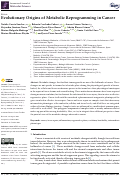 Cover page: Evolutionary Origins of Metabolic Reprogramming in Cancer