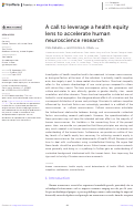 Cover page: A call to leverage a health equity lens to accelerate human neuroscience research.