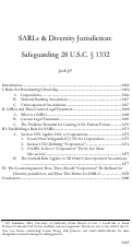 Cover page: SARLs &amp; Diversity Jurisdiction: Safeguarding 28 U.S.C. § 1332