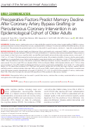 Cover page: Preoperative Factors Predict Memory Decline After Coronary Artery Bypass Grafting or Percutaneous Coronary Intervention in an Epidemiological Cohort of Older Adults.