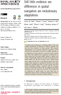 Cover page: Still little evidence sex differences in spatial navigation are evolutionary adaptations.