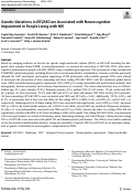 Cover page: Genetic Variations in EIF2AK3 are Associated with Neurocognitive Impairment in People Living with HIV.